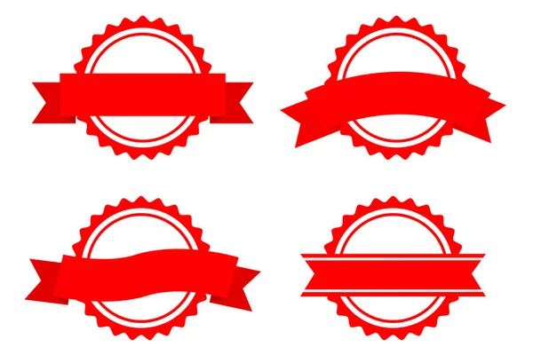 Vector Set Template Different Style Blank Red Circle Ribbon Stamp — 스톡 벡터