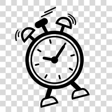 Şeffaf Arkaplan Efekti 'nde Basit Vektör Simgesi, Alarm Saati Sarsıyor