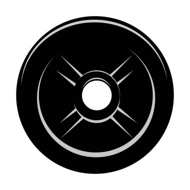 Basit Vektör Siyah ve Beyaz halter plakası, beyaz üzerine izole edilmiş.