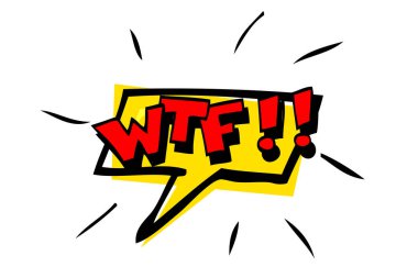 Simple Vector Hand Draw Sketch Shout out, WTF, What The Fuck Isolated on White