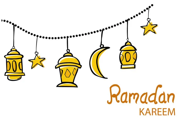 Einfache Handzeichnung Skizzenvektor Elementdesign Oder Vorlage Für Ramadan Kareem Grußkarte — Stockvektor