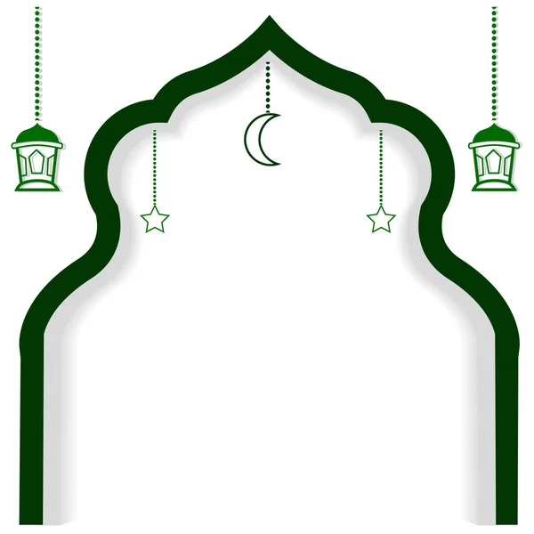 Simple Vecteur Carré Vert Élément Blanc Conception Modèle Pour Ramadan — Image vectorielle