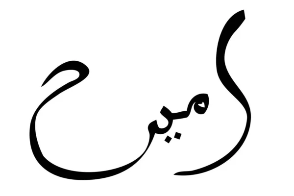 简单的矢量手绘素描阿拉伯语 阿米因 阿明阿米恩 事实的确如此 在元素设计或你的部分引文或其他设计中 都是如此 在白色背景下 — 图库矢量图片