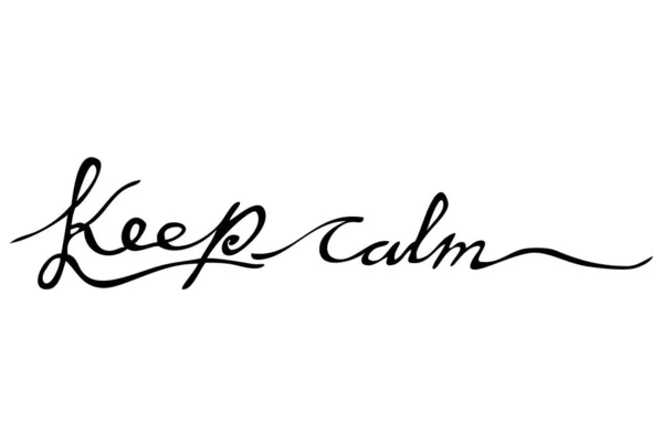 Proste Wektorowe Ręczne Rysowanie Sketch Script Lettering Keep Calm Izolowane — Wektor stockowy