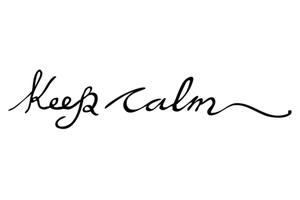 Proste Wektorowe Ręczne Rysowanie Sketch Script Lettering Keep Calm Izolowane — Wektor stockowy