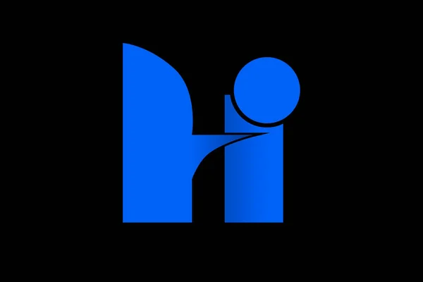 Logotipo Vector Simple Hola Azul Con Sombra Negro Adecuado Para — Vector de stock
