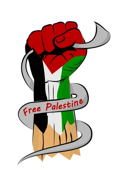 Jednoduchý Vektorový Náčrt Punching Nebo Fisting Hand Palestinská Vlajka Arabský — Stockový vektor