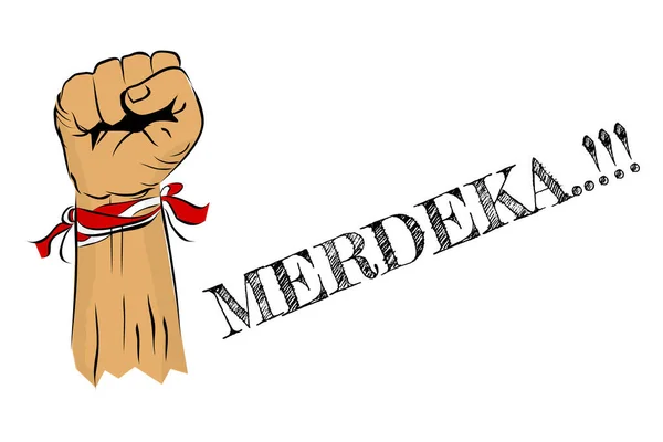 Σχεδιασμός Χέρι Διάνυσμα Φόντο Πρότυπο Banner Ελευθερία Merdeka Στην Ινδονησία — Διανυσματικό Αρχείο