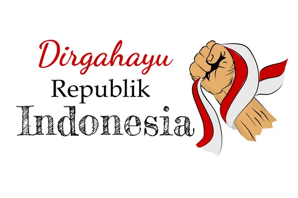 인도네시아 공화국 의미하는 반사기 르가하유 교황의 손으로 인도네시아 국기를 — 스톡 벡터