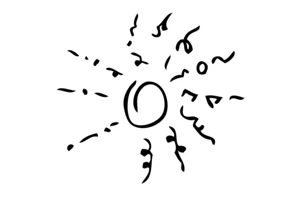単純なベクトルスケッチ太陽のバーストと円のフレーム — ストックベクタ