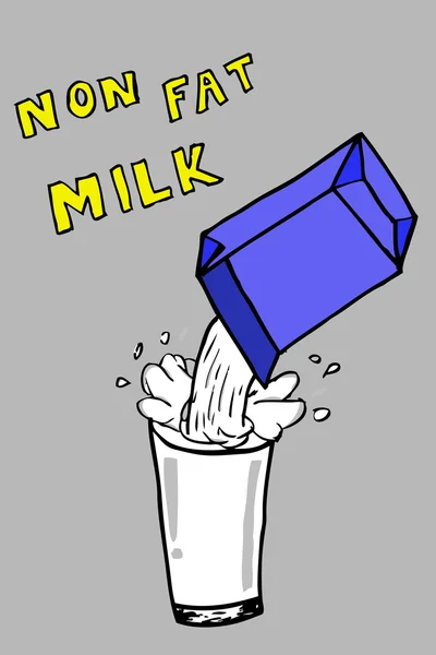 Dibujar a mano boceto, leche no grasa —  Fotos de Stock