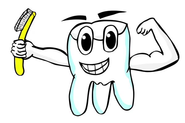 Gambar Tangan Sketch of Smiling Tooth — Stok Foto