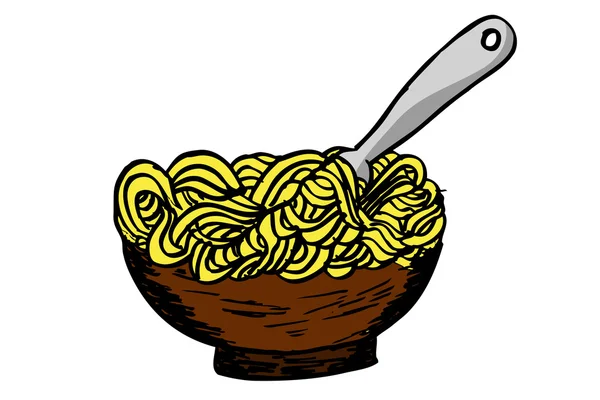 Şehriye kase ve çatal doodle