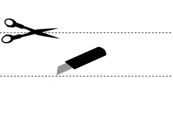 Eenvoudige teken, Scissor, gesneden hier — Stockfoto