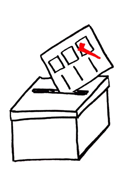 Dibujar a mano boceto, caja de votación — Foto de Stock