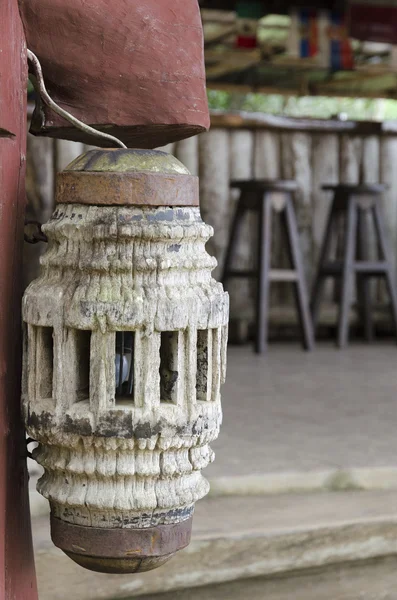 Wooden lantern in the roadside cafe in Thailand — Stock Photo, Image