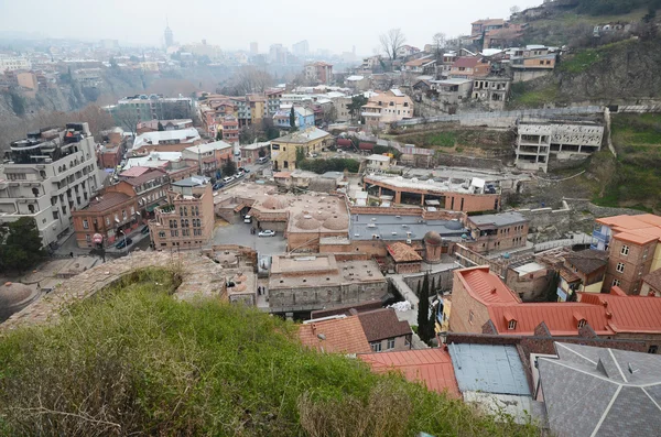 Abanotubani - sirné lázně okres ve starém Tbilisi. Pohled shora — Stock fotografie