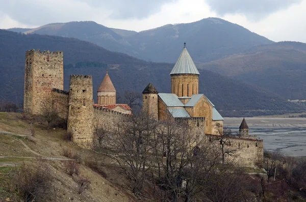 Ananuri kale Zhinvali shore rezervuar üzerinde. Gürcistan — Stok fotoğraf