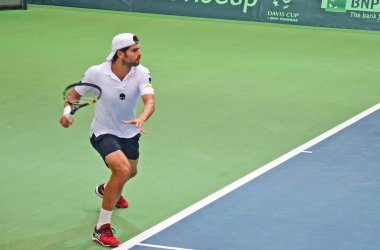 Irkutsk, Russia-Sept,19 2015: Simone Bolelli. Davis Cup World Group Play-offs. Russia - Italy. Sports Palace 'Baikal-Arena', Irkutsk, RUS (hard - indoors)