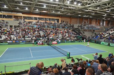 Irkutsk, Russia-Sept,19 2015:Davis Cup World Group Play-offs. Russia - Italy. Sports Palace 'Baikal-Arena', Irkutsk, RUS (hard - indoors)
