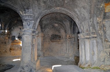 İyi kurtardın Queens hall antik cave City Uplistsikhe Gori bölgesindeki, Georgia.