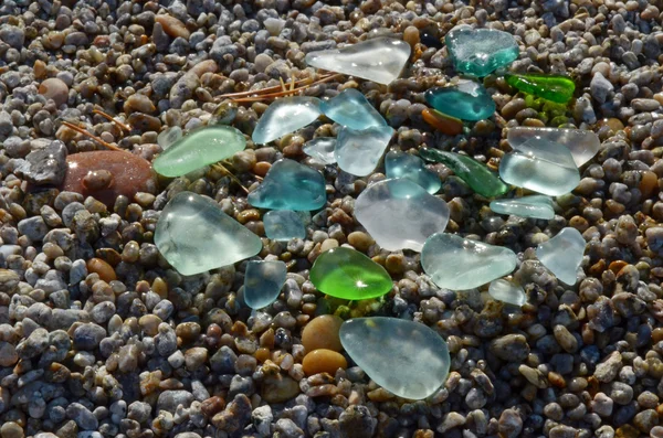 Colored smooth small peaces of glass polished by Baikal Lake Water — Stock Photo, Image