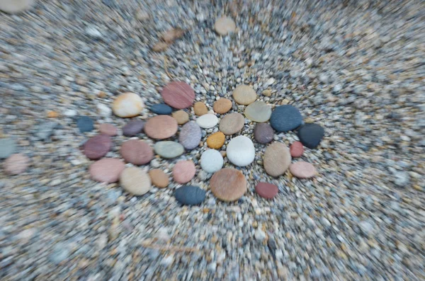 Colored smooth stones polished by Baikal Lake skillfully. lense effect — Stock Photo, Image