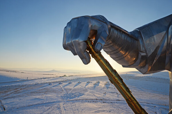 Legendary golden whip of Genghis Khan.  Statue Complex, Mongolia