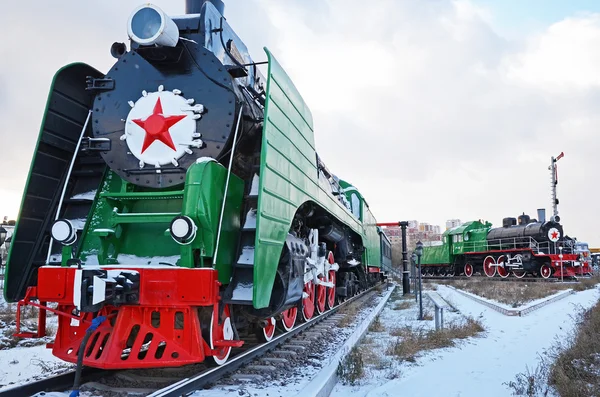 Ulán Bator, Mongolia-Dic, 02 2015: Locomotora de vapor P36a. Museo del equipo ferroviario en Ulan Bator. Mongolia —  Fotos de Stock
