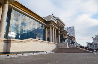 Sukhbaatar Meydanı Ulaanbaatar, Moğolistan hükümet Sarayı