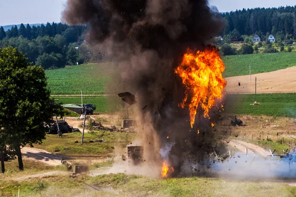 Exploze obytných budov Stock Snímky