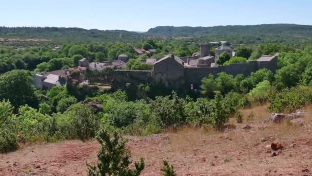 La Couvertoirade μεσαιωνική πόλη σε παλιά Γαλλία Γαλλικά Village — Αρχείο Βίντεο