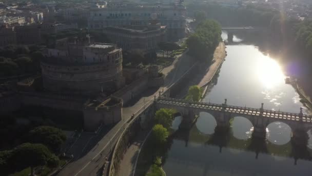 Légi Kilátás Castel Sant Angelo Híres Mérföldkő Rómában Olaszországban Romai — Stock videók