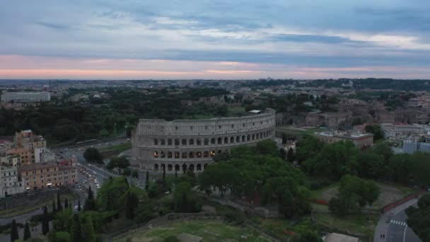 Aerial View Colosseo Famous Landmark Rome Italia Flavian Amphitheatre Roma — Stock Video