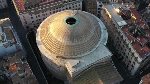 Luchtfoto Van Het Pantheon Beroemd Monument Rome Italië Voormalige Romeinse — Stockvideo