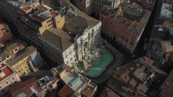 Vista Aérea Fontana Trevi Monumento Barroco Centro Ciudad Roma Italia — Vídeos de Stock