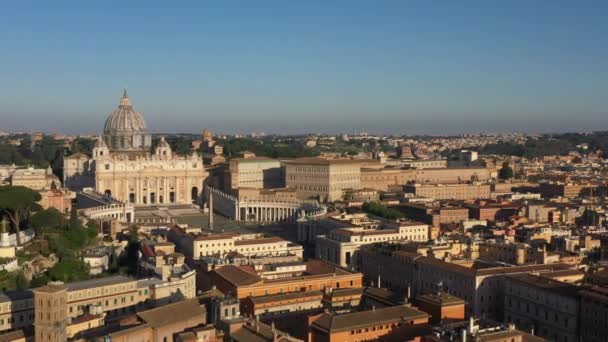 Vatikan Daki Aziz Peter Bazilikası Nın Roma Talya Daki Havadan — Stok video