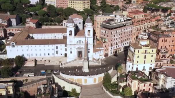 Widok Lotu Ptaka Schody Hiszpańskie Scalinata Trinita Dei Monti Centrum — Wideo stockowe