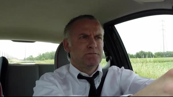 Automotive Electronics GPS Navigation Device Car Driver Man Pessoas dirigindo — Vídeo de Stock