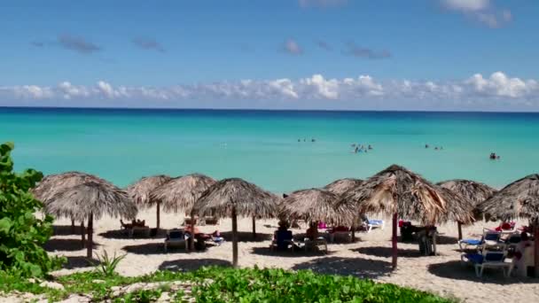 Sand-stranda og Karibia-havet i Varadero Cuba – stockvideo