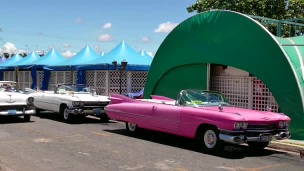 Viejos coches americanos de la década de 1950 en Varadero Cuba — Vídeo de stock