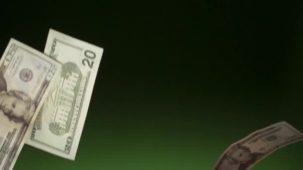 Billetes de 10 dólares que caen en Super Slowmotion 240p — Vídeo de stock