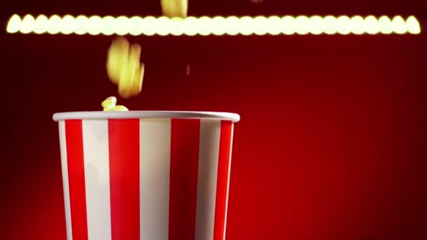 12 Schüssel gefüllt mit Popcorn für Filmnacht Zeitlupe 120p