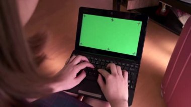 Pc Bilgisayar Yeşil Ekran Monitör Asya İş Kadını İş Kadını Çalışma