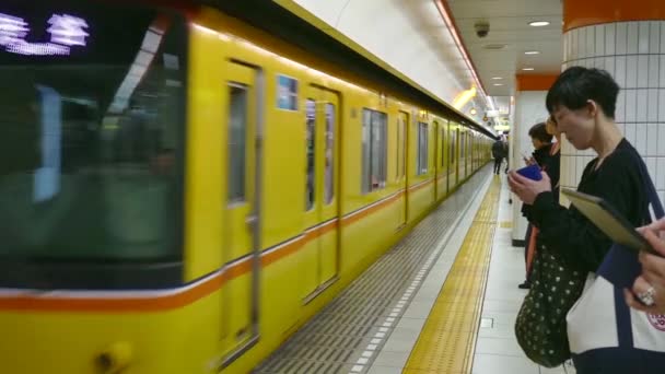 東京の地下鉄駅の地下鉄列車通勤人日本アジア — ストック動画