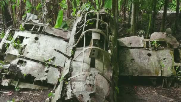 Noll Fighter Combat japanska militära flygplan flygplan flygplan vraket Peleliu — Stockvideo