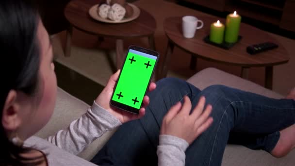 Smartphone mobiltelefon telefon elektronik anordning grön skärm e-Internet — Stockvideo