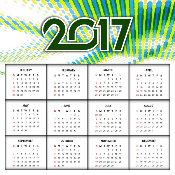 Hermoso diseño de calendario de año nuevo 2017 . — Archivo Imágenes Vectoriales