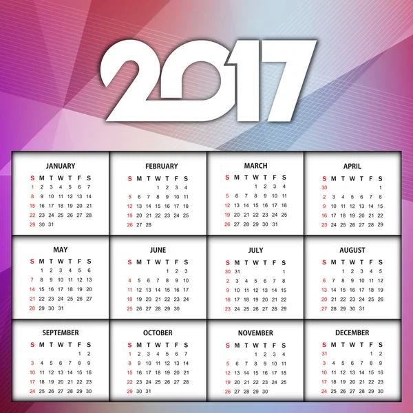 Beautiful calendar design of new year 2017. — Stock Vector
