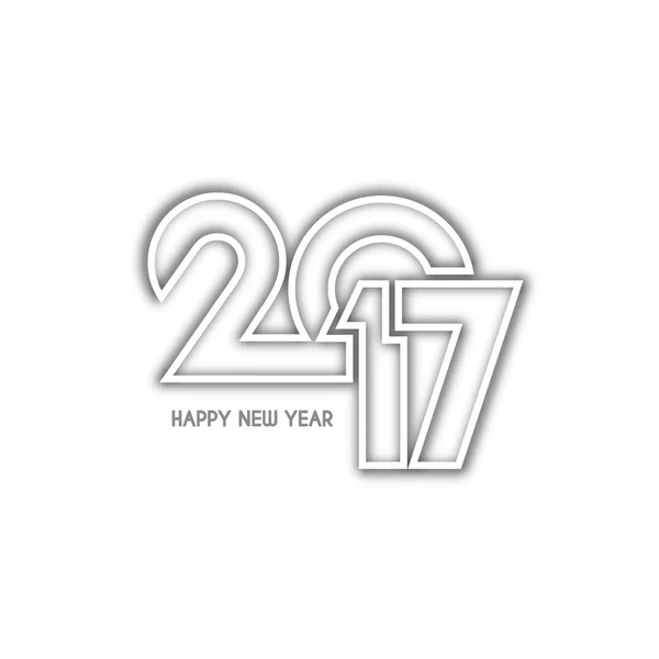Hermoso diseño de texto de feliz año nuevo 2017 con sombra — Vector de stock